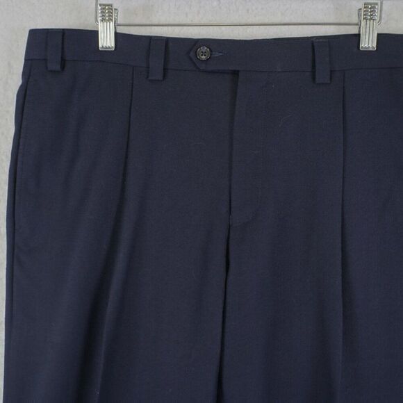 Joseph Abboud Dress Pants Polyester Wool Blue Pleated Cuffed Mid RIse 38/30 Line - Picture 3 of 7